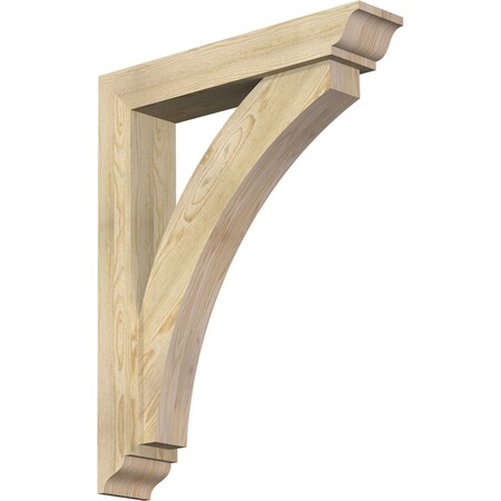 Ekena Millwork Thorton Traditional Rough Sawn Bracket w/ Offset Brace, Douglas Fir, 6"W x 30"D x 38"H BKT0604X30X38THR01RDF